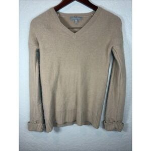 NEIMAN MARCUS THE CASHMERE COLLECTION Tan V-Neck Sweater Size XS